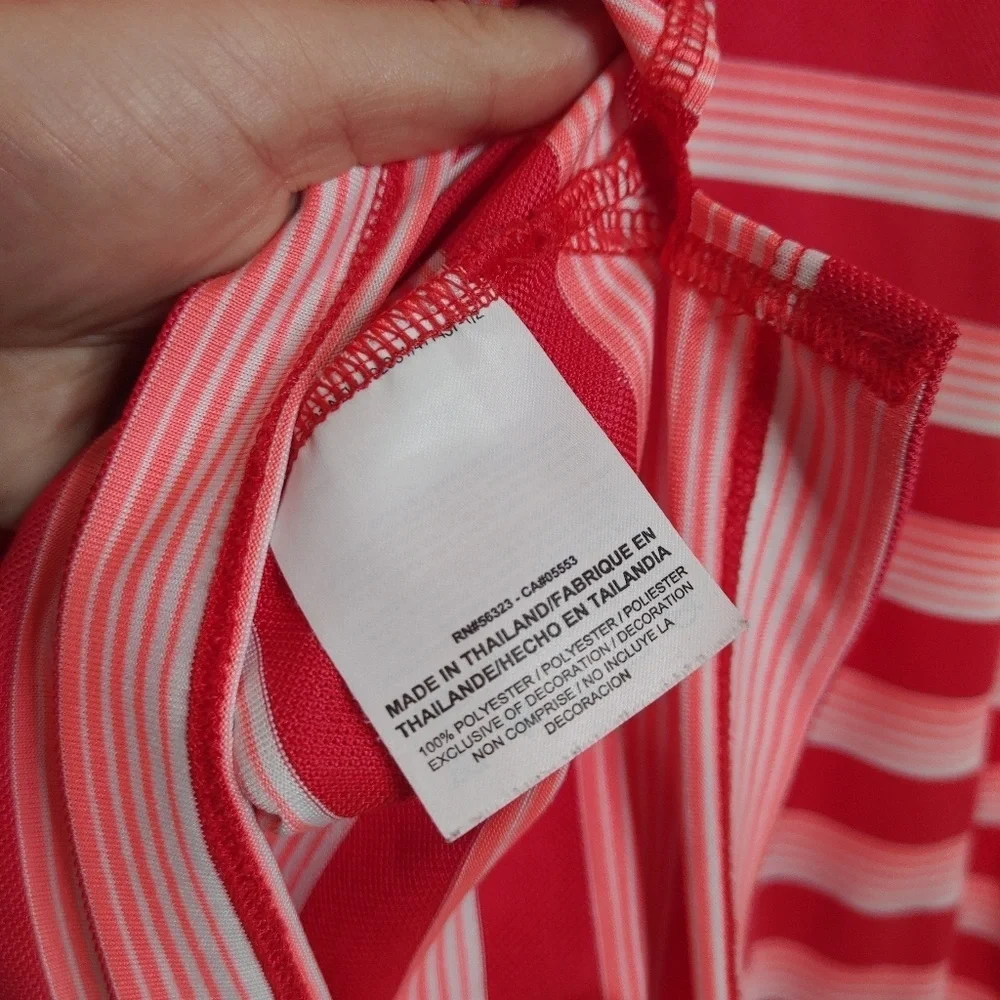 Nike Golf Standard Fit Polo Shirt Short Sleeve Pink‎ Orange White Stripe Melon L
